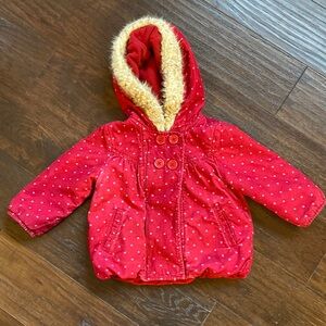 Adorable Gymboree polka dot corduroy bubble hem double breasted winter coat
